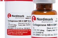 Vial and plastic container of Collagenase NB 6 GMP Grade